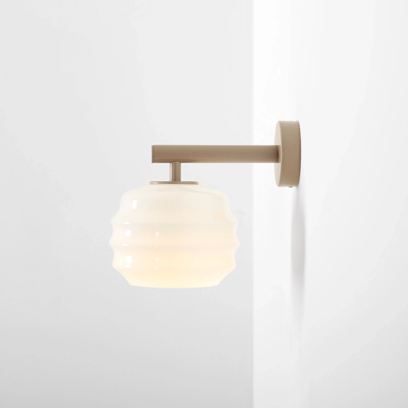 Moderne Wandleuchte in Beige mit Glasschirm PUFF WALL BEIGE