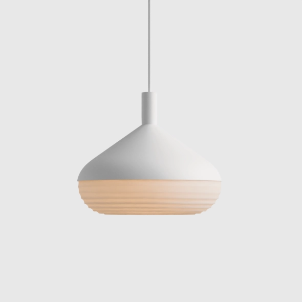 Duża lampa wisząca niska TORO ZŁAMANA BIEL proj. Kabo&Pydo (ø28)