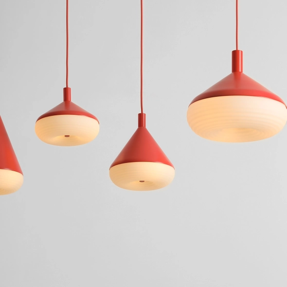 Duża lampa wisząca TORO KORALOWA CZERWIEŃ proj. Kabo&Pydo (ø28)