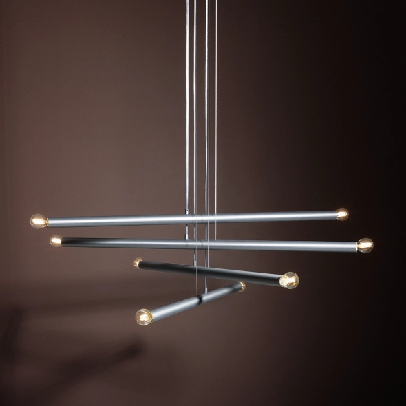 Minimalistyczna lampa wisząca TUBO 8 STEEL