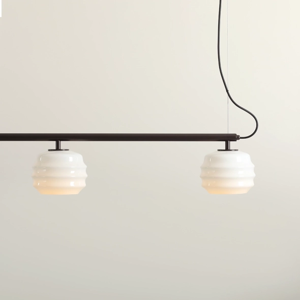 PUFF 3 MOKKA Lampada a sospensione a 3 luci color moka con diffusori in vetro