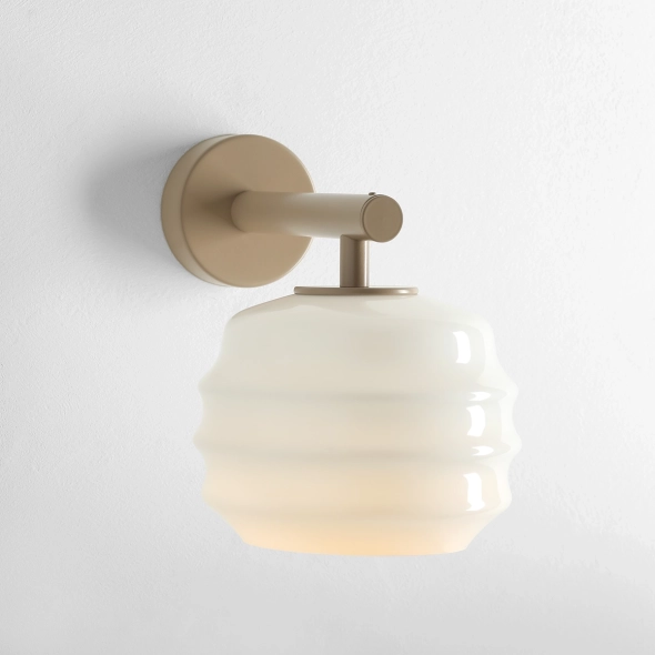Moderne Wandleuchte in Beige mit Glasschirm PUFF WALL BEIGE