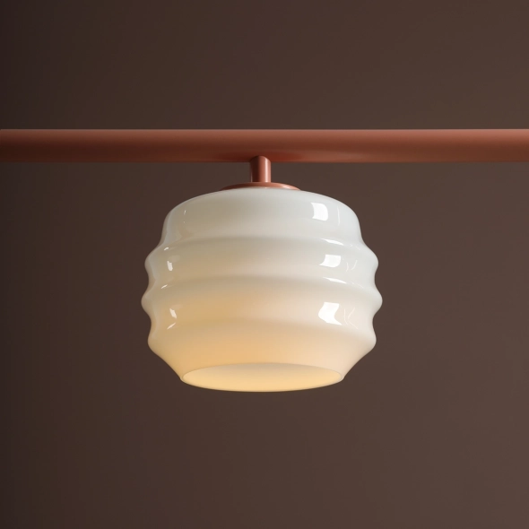 Trzypłomienna lampa wisząca w koralowym kolorze ze szklanymi kloszami PUFF 3 CORAL