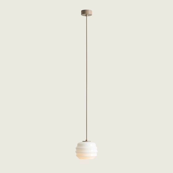 Pojedyncza lampa wisząca w beżowym kolorze ze szklanym kloszem PUFF BEIGE