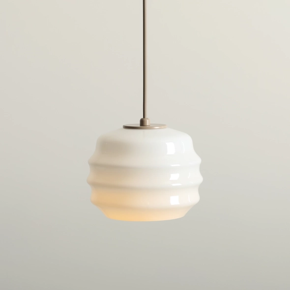 Pojedyncza lampa wisząca w beżowym kolorze ze szklanym kloszem PUFF BEIGE
