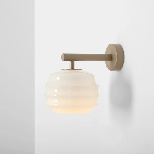 Moderne Wandleuchte in Beige mit Glasschirm PUFF WALL BEIGE