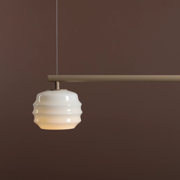 Trzypłomienna lampa wisząca w beżowym kolorze ze szklanymi kloszami PUFF 3 BEIGE
