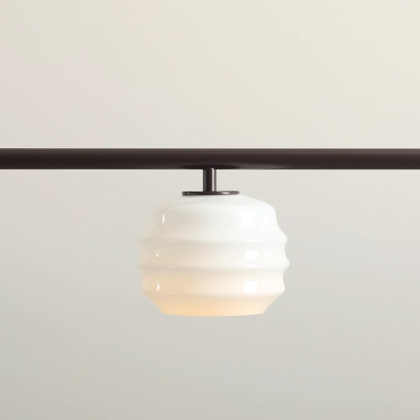 Trzypłomienna lampa wisząca w kolorze mokka ze szklanymi kloszami PUFF 3 MOKKA