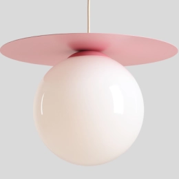 Auffällige Pendelleuchte mit rosafarbener Scheibe LOOP BABY PINK L