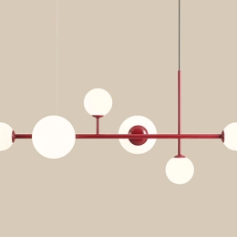 Bordeauxfarbene Pendelleuchte DIONE 6 RED WINE