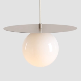 Kugelförmige Pendelleuchte mit Scheibe in Beige LOOP BEIGE S
