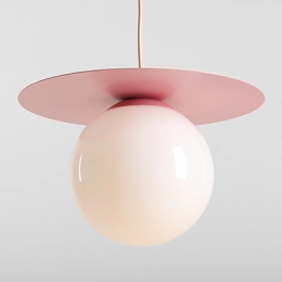 Pendelleuchte mit rosa Scheibe LOOP BABY PINK M