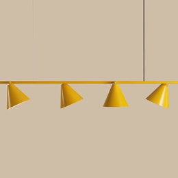Moderne, geometrische Pendelleuchte mit verstellbaren Schirmen FORM 4 MUSTARD